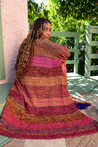 Sunset Cascade Honeycomb Cardigan