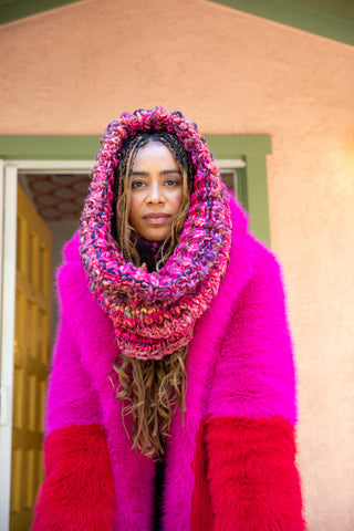 Raspberry Delight Chunky Knit Cowl